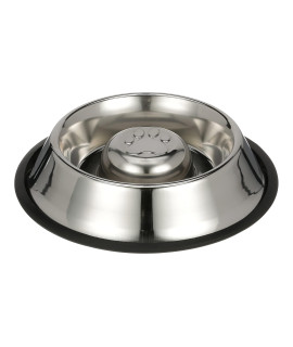 Neater Pet Brands Stainless Steel Slow Feed Bowl - Non-Tip & Non-Skid - Stops Dog Food Gulping, Bloat, Indigestion, and Rapid Eating (Medium, 1.5 Cups)