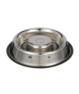 Neater Pet Brands Stainless Steel Slow Feed Bowl - Non-Tip & Non-Skid - Stops Dog Food gulping, Bloat, Indigestion, and Rapid Eating (Large, 3 cups)