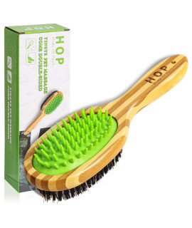 HOP Short Hair Dog Brush Pet Brushing Grooming Comb for Short Hair Coats Detangling and Shedding Coat Hair Remover Two Sided Removing Dirt & Loose Hair for Dogs Home of Paws