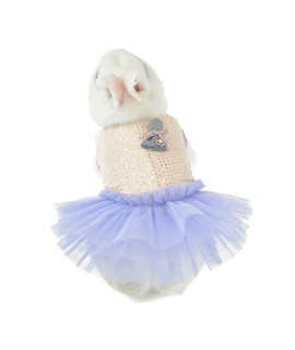 Cute Bunny Rabbit Dress Clothes for Mini Dog Small Animal Chinchilla Easter Costume Outfits XXS Dog Clothes (XS(Chest 11.0inch), Purple)