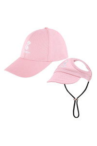 Pawaboo 2PC Owner and Dog Hat Set, Pet's Mom/Dad Baseball Cap Set, Dog Visor Cap Sun Protection Hats with Ear Holes and Adjustable Strap, Family Matching Hats, Pink, Small