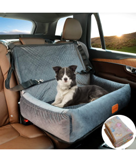 Dog Car Seat for Large Dogs,Car Seat 2 Small Dogs,Dog Car Back Seats Travel Bed Dog Seat,Comfortable and Safe;Multipurpose Design-can be Converted into a Dog Bed or a Dog Sofa Cushion;With Dog Blanket