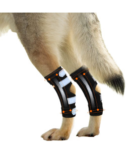 NeoAllyA - Rear Leg Hock Brace with Metal Spring Strips Dog Leg Brace for Rear Leg Hock & Ankle Support Rear Dog Leg Brace for Large Dogs Long Version Small 1 Pair