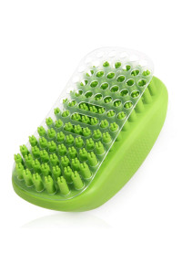 HOP Dog Grooming Brush Pet Shampoo Bath Soothing Massage Rubber Bristles Curry Comb for Doggy Long & Short Hair Dog Scrubber Professional Quality Dog Wash Brush Home of Paws