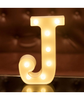 Focux LED Letter Lights Alphabet Light Up Sign for Night Light Home Party Birthday Wedding Bar Decoration (J)