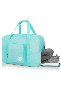 WANDF for Alaska Airlines 20 Foldable Travel Duffle Bag for Travel gym Sports Weekender Bag (20 inches (40 Liter), Mint green Denim 20)