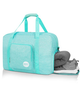 WANDF for Alaska Airlines 20 Foldable Travel Duffle Bag for Travel gym Sports Weekender Bag (20 inches (40 Liter), Mint green Denim 20)
