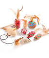 NVTED Cat Feather Toy Set, Playing Cats Toys Cat Wand Pet Activity Cat Nip Toys Feather Toys Collection in Gift Box, Set of 7