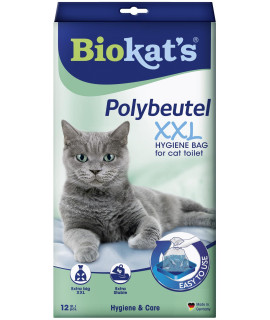 Biokats Polybags XXL - cat litter tray liner bags for hygienic litter disposal - 1 pack (1 x 12 bags)