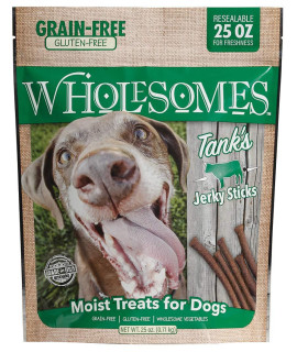 Wholesomes Tank's Jerky Sticks Grain Free Dog Treats, 25 oz, Green