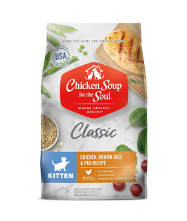 Chicken Soup for the Soul Pet Food - Kitten Food, Chicken, Brown Rice & Pea Recipe, 4.5 lb. Bag, Soy, Corn & Wheat Free, No Artificial Flavors or Preservatives