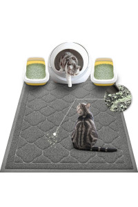 WePet Cat Litter Box Mat, Kitty Premium PVC Pad, Durable Trapping Rug, Phthalate Free, Urine-Resistant, Scatter Control, XXL 47 x 36 Inch, Grey