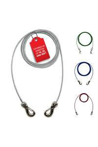 Ben-Mor Zinco 15 ft Dog Tie Out Cable for 250 lbs Large Breed Dogs & Pets - Heavy Duty 360 Degree Rotating Double Swivel Cable Cord for Training, Camping or Backyard Use - Silver