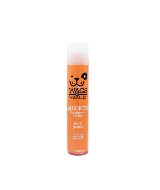 Wags & Wiggles Quick Fix Dog Dry Shampoo Dog Grooming Waterless Shampoo for All Dogs, Great Way To Clean Your Pet Without A Bath Juicy Peach Scent, 7 oz