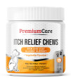 Premium Care Itch Relief for Dogs - 120 Allergy Chews for Dogs - Anti Itch Seasonal Support for Pets Itchy Skin Relief Skin Health Support with Colostrum, Vitamin C, Omega and Bee Pollen