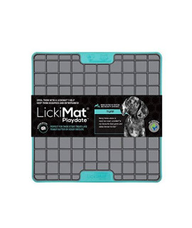 Lickimat Tuff, Heavy-Duty Playdate, Dog Slow Feeder Lick Mat, Boredom Anxiety Reducer; Perfect for Food, Treats, Yogurt, or Peanut Butter, Fun Alternative to a Slow Feed Dog Bowl, Turquoise