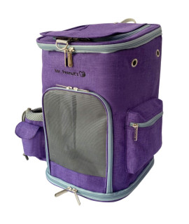 Mr. Peanut's Backpack Pet Carrier, Soft Sided Tote for Smaller Cats & Dogs, Check Sizing Before Purchase, Premium Zippers, Locking Clasps & Fleece Padding (Purple)