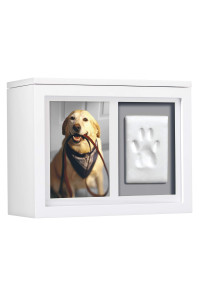 Pearhead Pet Photo Memory Box and Impression Kit for Dog or Cat Paw Print, Memorial Urn, White