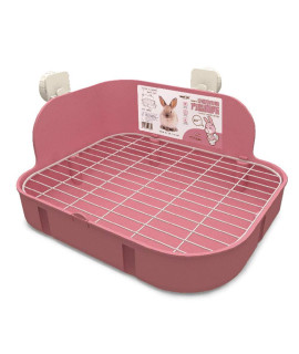 Rabbit Litter Box Toilet for Small Animal Bunny Rabbits Guinea Pig Galesaur Ferrets Corner Litter Pan Potty Trainer with Stainless Steel Panel Small Pets Cage Toilet Bedding Box (Pink)