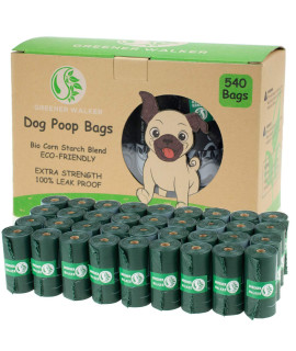 greener Walker Poo Bags for Dog Waste, 540 Poop Bags,Extra Thick Strong 100% Leak Proof Biodegradable Dog Poo Bags (Black)