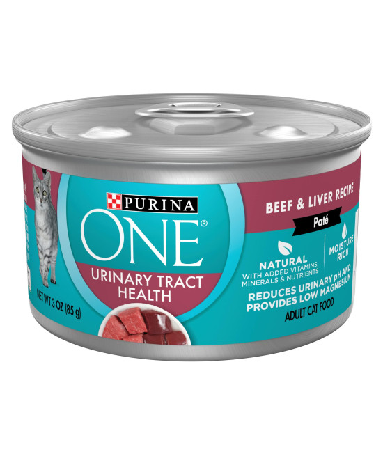 Purina ONE Urinary Tract Health, Natural Pate Wet Cat Food, Urinary Tract Health Beef & Liver Recipe - 3 oz. Pull-Top Can