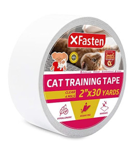 XFasten Anti-Scratch Cat Training Tape, Clear, 2-Inches x 30 Yards; Door, Kitty Paw Tape for Couch, Furniture and Leather Stop Scratching Guard Protector Tape for Cats