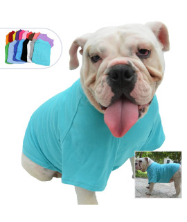 Lovelonglong Bulldog clothes Dog clothing Blank T-Shirt Tee Shirts for French Bulldog English Bulldog American Pit Bull Pugs 100 cotton Skin care Turquoise B-M