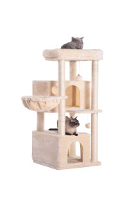 Hey-brother Cat Tree,Multi-Level Cat Condo for Large Cat Tower Furniture with Sisal-Covered Scratching Posts, 2 Plush Condos, Big Plush Perches MPJ011M
