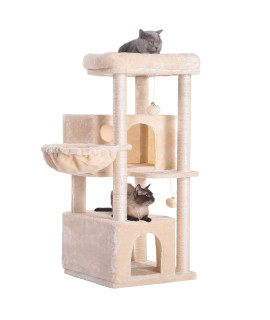 Hey-brother Cat Tree,Multi-Level Cat Condo for Large Cat Tower Furniture with Sisal-Covered Scratching Posts, 2 Plush Condos, Big Plush Perches MPJ011M