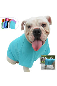 Lovelonglong Bulldog clothes Dog clothing Blank T-Shirt Tee Shirts for French Bulldog English Bulldog American Pit Bull Pugs 100 cotton Skin care Turquoise B-XL