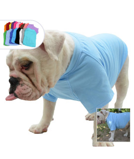 Lovelonglong Bulldog clothes Dog clothing Blank T-Shirt Tee Shirts for French Bulldog English Bulldog American Pit Bull Pugs 100 cotton Skin care Light-Blue B-S