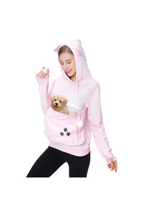 Womens Pet carrier Sweater Dog cat Pouch Hoodies Plus Size Tops Pink XL