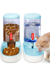 UniqueFit Pets Cats Dogs Automatic Waterer and Food Feeder 3.8 L with 1 Water Dispenser and 1 Pet Automatic Feeder (Blue)