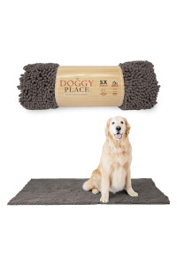 My Doggy Place Microfiber Dog Mat for Muddy Paws, 60 x 36 Ash - Non-Slip, Absorbent and Quick-Drying Dog Paw Cleaning Mat, Washer and Dryer Safe - X-Large/Runner