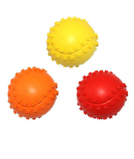 Kei Tomlison Rubber Dog Chewing Squeaky Ball Toys Fetch Play Toy for Puppy Small Medium Pets Dog Cat Pack of 3