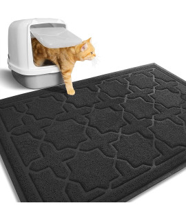 Yimobra Cat Litter Mat, 35.4x23.6 Litter Box Mat with Litter Lock Mesh, Soft Durable Cat Litter Mat Litter Trapping Mat, Easy to Clean, Non-Slip, Water Resistant, Litter Free Floors,Black