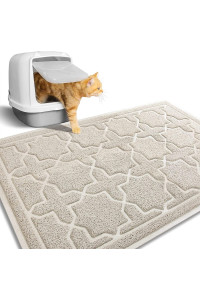 Yimobra Cat Litter Mat, 35.4x23.6 Litter Box Mat with Litter Lock Mesh, Soft Durable Cat Litter Mat Litter Trapping Mat, Easy to Clean, Non-Slip, Water Resistant, Litter Free Floors,Beige