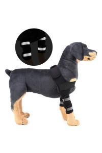 SELMAI Reflective Dog Shoulder Brace Front Leg Brace Canine Elbow Protector Extra Supportive Joint Wrap Arthritis Loss of Stability Helps Wounds Healing Prevents Injuries Sprains Black M