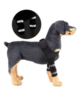 SELMAI Reflective Dog Shoulder Brace Front Leg Brace Canine Elbow Protector Extra Supportive Joint Wrap Arthritis Loss of Stability Helps Wounds Healing Prevents Injuries Sprains Black L