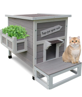 Outdoor Cat Shelter with Escape Door Rainproof Outside Kitty House