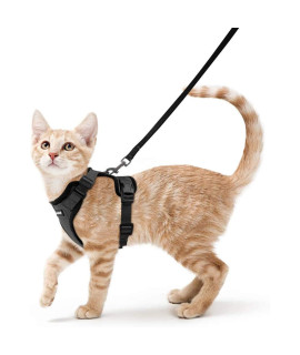 rabbitgoo Cat Harness and Leash for Walking, Escape Proof Soft Adjustable Vest Harnesses for Cats, Easy Control Breathable Reflective Strips Jacket, Black, XS