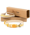 Pettsie Easy Adjustable Kitten Collar Set, Safety Breakaway Buckle, Matching Friendship Bracelet, Soft Cotton for Sensitive Skin, Ideal for Kitty Lovers, Fits Neck Sizes 5-8 Inches, Yellow