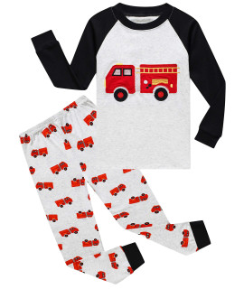 Family Feeling Little Boys Fire Truck Pajamas Sets 100% cotton Kid Pjs 5