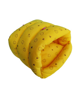 WOWOWMEOW Guinea-Pigs Bed,Hamster Bed,Small Animals Warm Hanging Cage Cave Bed (M, Heart-Yellow)