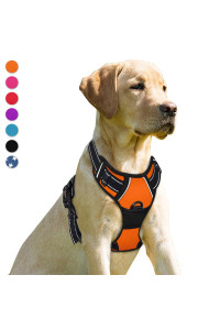 BARKBAY No Pull Dog Harness Front Clip Heavy Duty Reflective Easy Control Handle for Large Dog Walking(Orange,L)