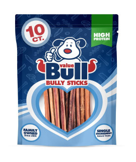 ValueBull Bully Sticks for Small Dogs, Extra Thin 6 Inch, 100 Count - All Natural Dog Treats, 100% Beef Pizzles, Single Ingredient Rawhide Alternative
