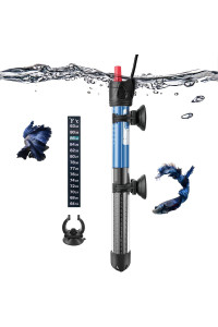 Hitop 50W/100W/300W Adjustable Aquarium Heater, Submersible Glass Water Heater for 5 - 70 Gallon Fish Tank (100W)
