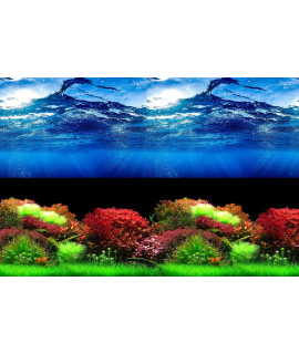 HITOP L31.5'' x H15.7'' 3pcs Double Sides Aquarium Background Picture,3 Different pcs with Total 6 Options Patterns for Fish Tank Decoration