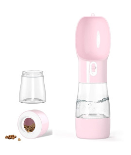 Misthis Portable Dog Water Bottle - Multifunctional Outdoor Pet Dispenser for Walking Traveling Hiking Dog&Cat Drinking Bottle and Dish Bowl -Pink