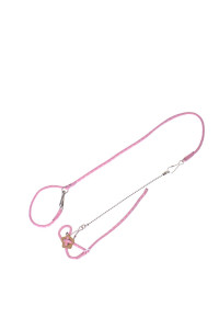 Adjustable Leash Harness with Bell for Rat Mouse Squirrel Guinea Pig Walking Training (Pink)